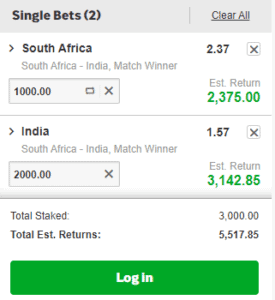 INDvsSA 1st ODI betting odds
