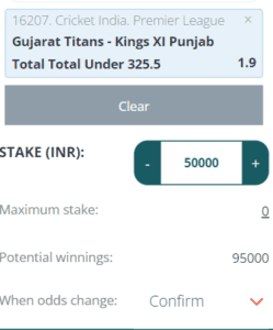 Bet on cricket at 22bet - IPL example