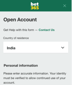 bet365 open account India