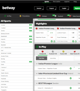 betway sports odds