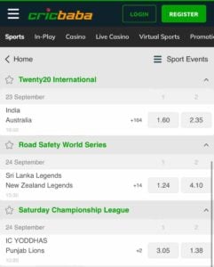 cricbaba sports odds bet