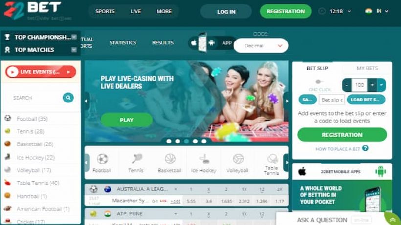 22bet sports betting play