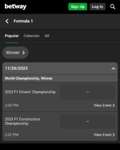 formula 1 betting sites - betway